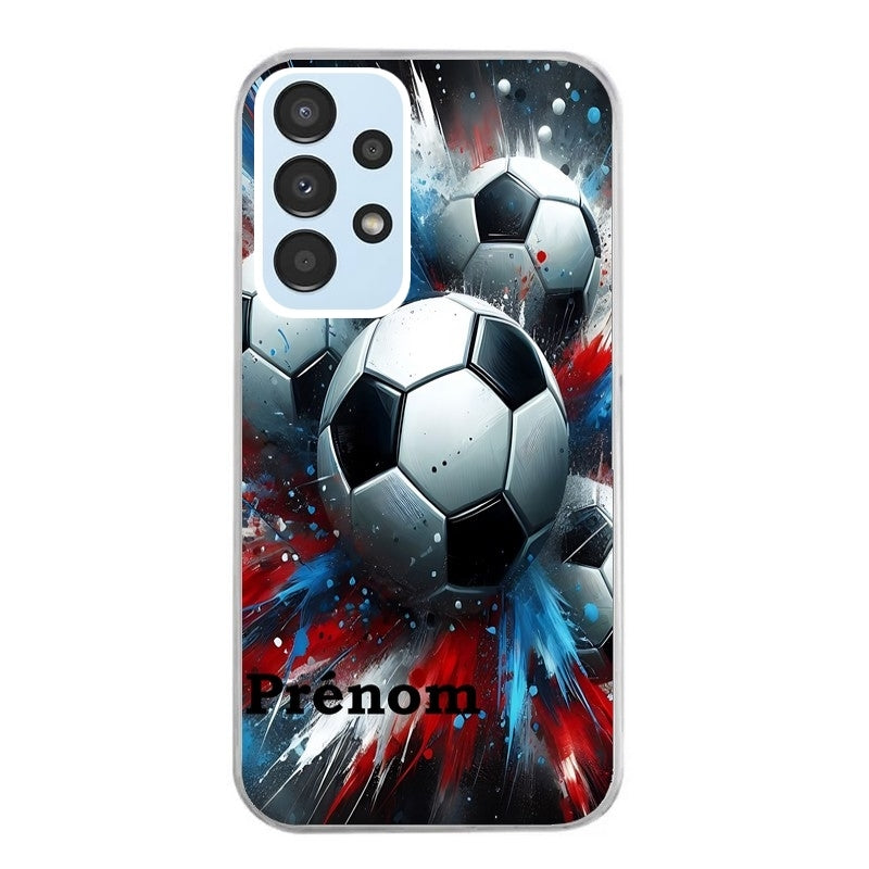 Coque taperso pour Galaxy A13 4G et 5G A23 A53 avec motif foot tricolore personnalisee protection antichoc personnalisée