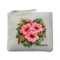 Porte monnaie personnalisé fleur hibiscus ivoire en feutrine en feutrine ivoire