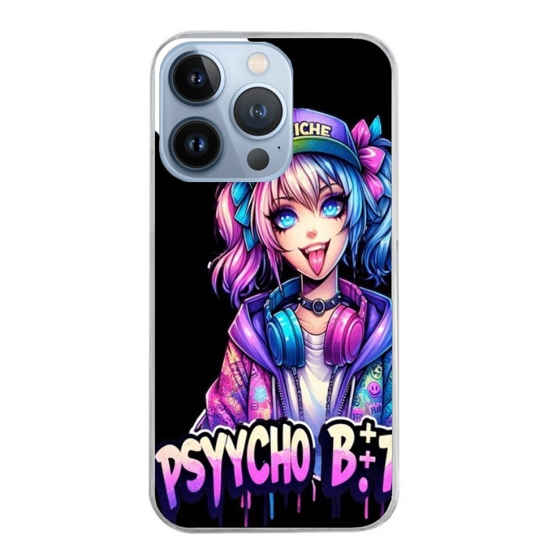 Coque taperso pour Iphone 14 et PRO PLUS PRO MAX avec motif anime manga et psycho protection antichoc personnalisée