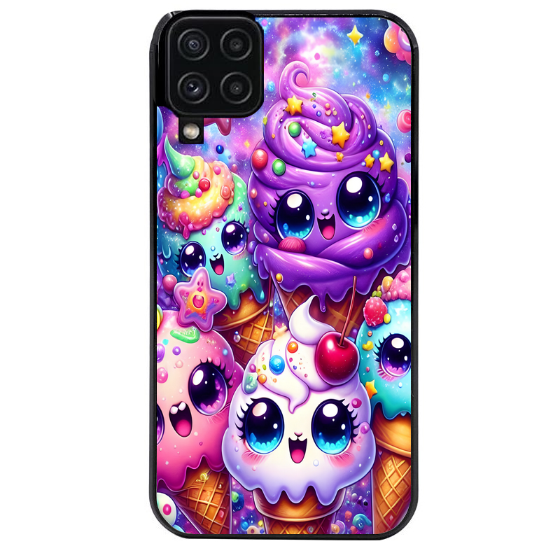 Coque noire taperso pour galaxy A22 A32 A52 A52S 4G 5G  avec motif anime ice cream kawaii protection antichoc personnalisée