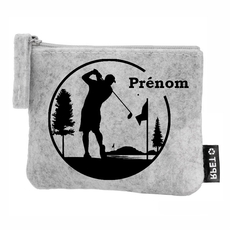 Porte monnaie personnalisé golf en feutrine en feutrine