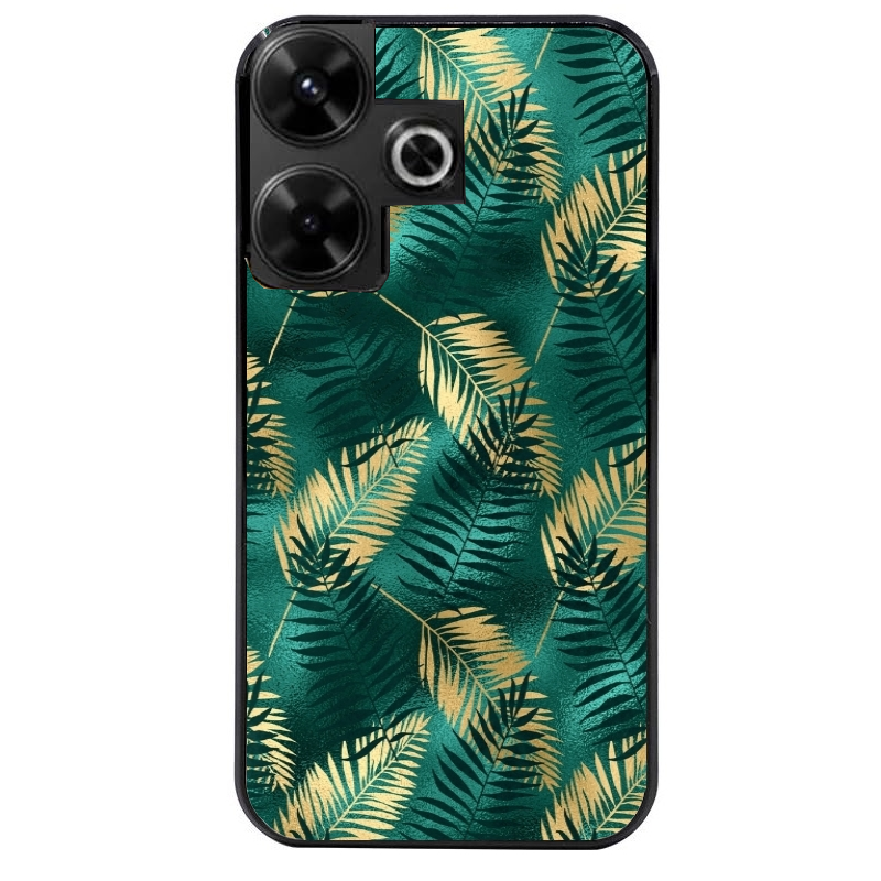 Coque noire taperso pour POCO M6 4G avec motif palmier vert protection antichoc personnalisée