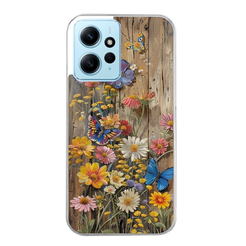 Coque taperso pour POCO X5 5G avec motif bois et papillon 1 protection antichoc personnalisée