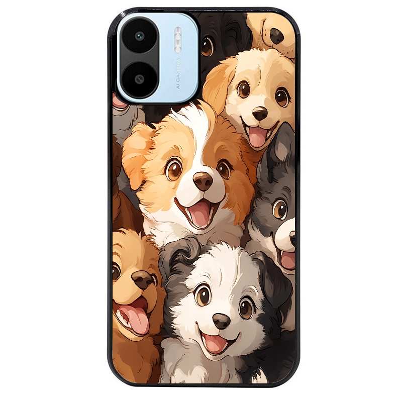Coque noire taperso pour Redmi A1 et A2 avec motif chien smile protection antichoc personnalisée