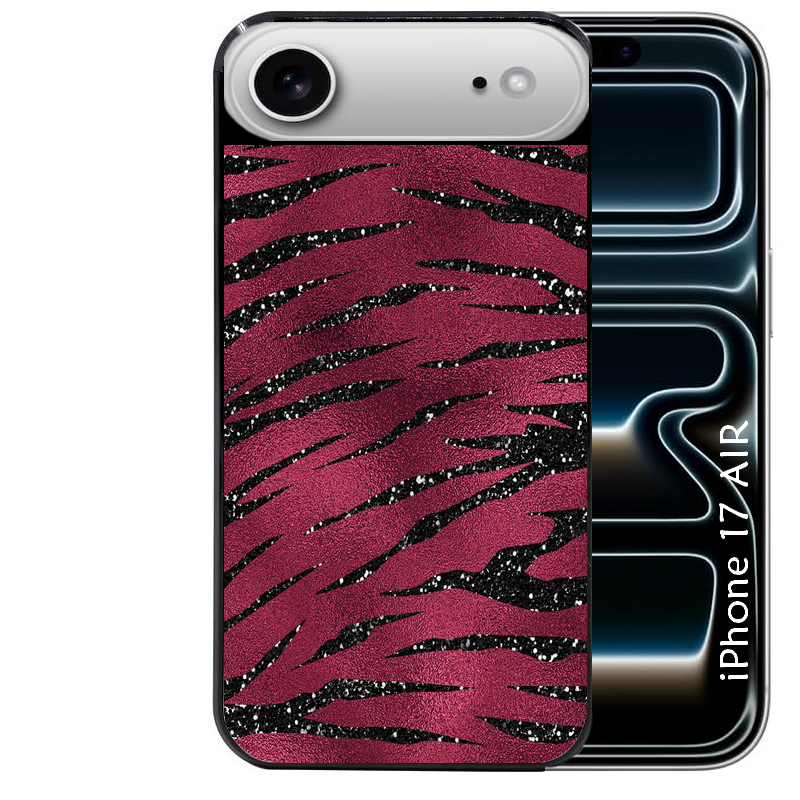 Coque noire taperso pour Iphone 17 17E AIR MAX PRO avec motif zebre grenat protection antichoc personnalisée