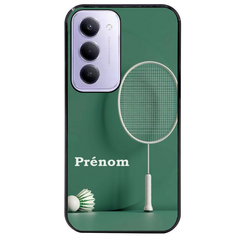 Coque noire taperso pour Redmi 15 4G et 5G avec motif badminton sport personnalise protection antichoc personnalisée