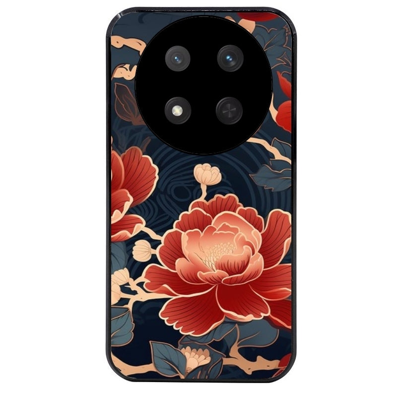 Coque noire taperso pour Magic 7 LITE et PRO avec motif fleur japan protection antichoc personnalisée