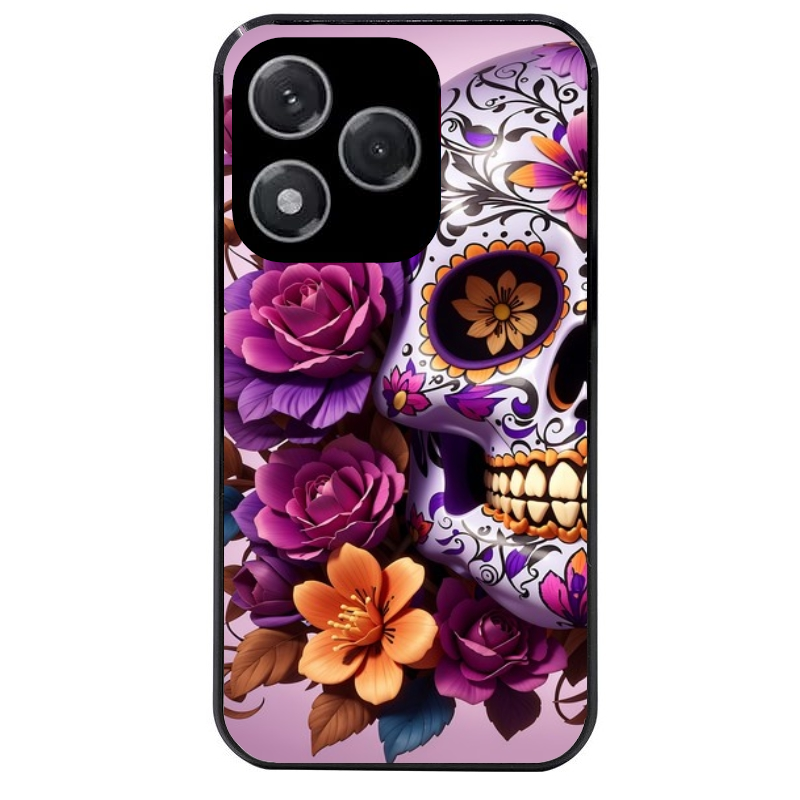 Coque noire taperso pour Honor 400 et Lite Pro Smart avec motif tete de mort calavera violette protection antichoc personnalisée