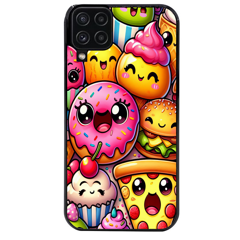 Coque noire taperso pour galaxy A22 A32 A52 A52S 4G 5G  avec motif anime donut kawaii protection antichoc personnalisée