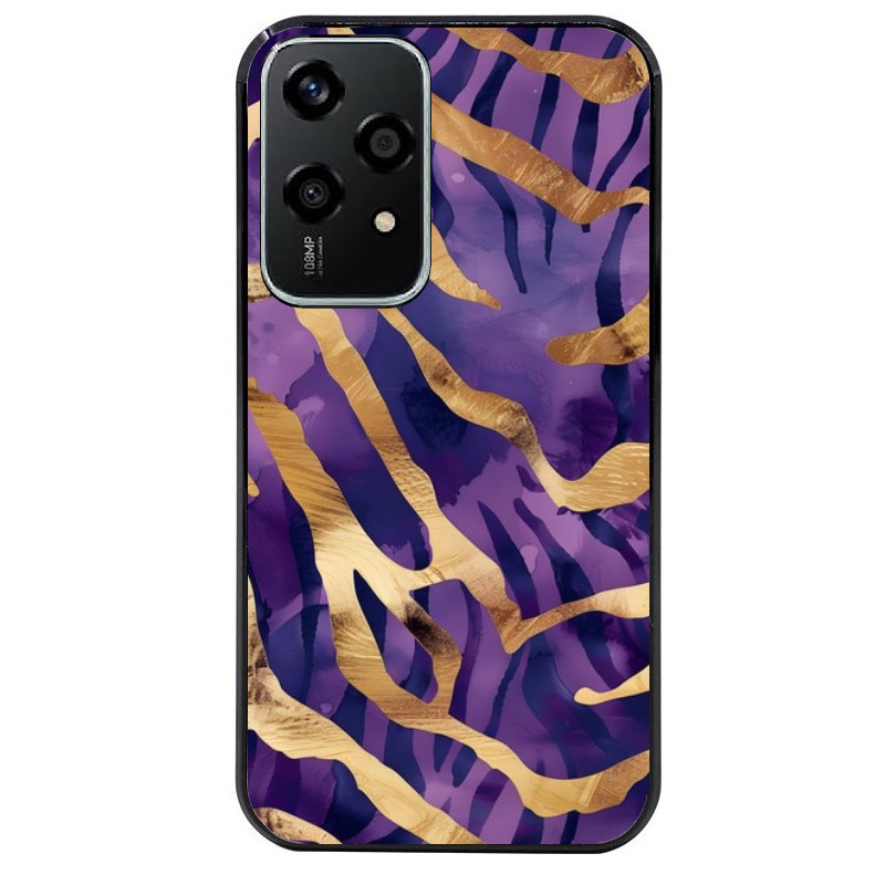 Coque noire taperso pour Honor 200 et Lite Pro Smart avec motif zebre violet protection antichoc personnalisée