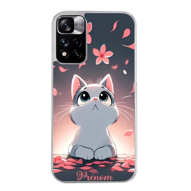 Coque taperso pour Redmi Note 10 4G 5G PRO 10S avec motif chat anime avec votre prenom protection antichoc personnalisée