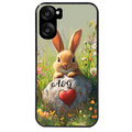 Coque noire taperso pour OnePlus Nord CE5 avec motif lapin et fleurs personnalisee protection antichoc personnalisée
