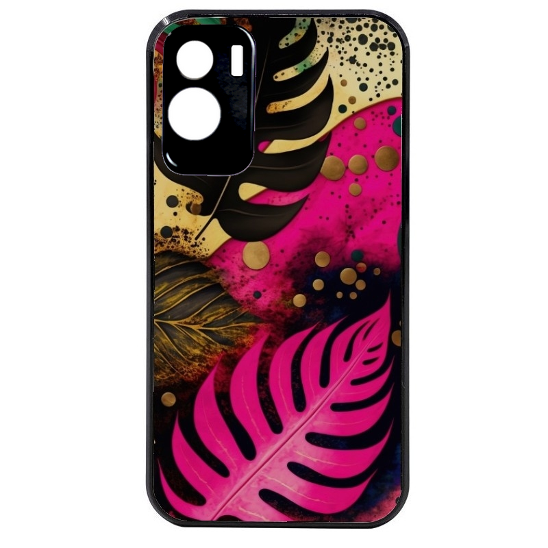 Coque noire taperso pour Honor 70 LITE 90 et LITE avec motif tropical rose et des fleurs protection antichoc personnalisée