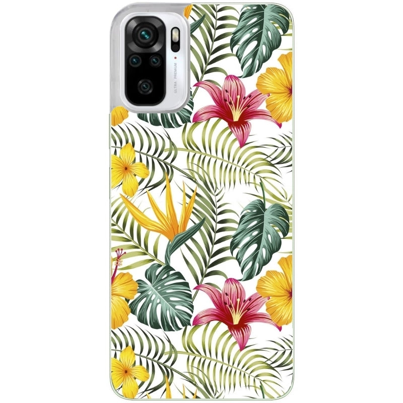 Coque taperso pour Redmi Note 10 4G 5G PRO 10S avec motif jungle et fleur hibiscus protection antichoc personnalisée