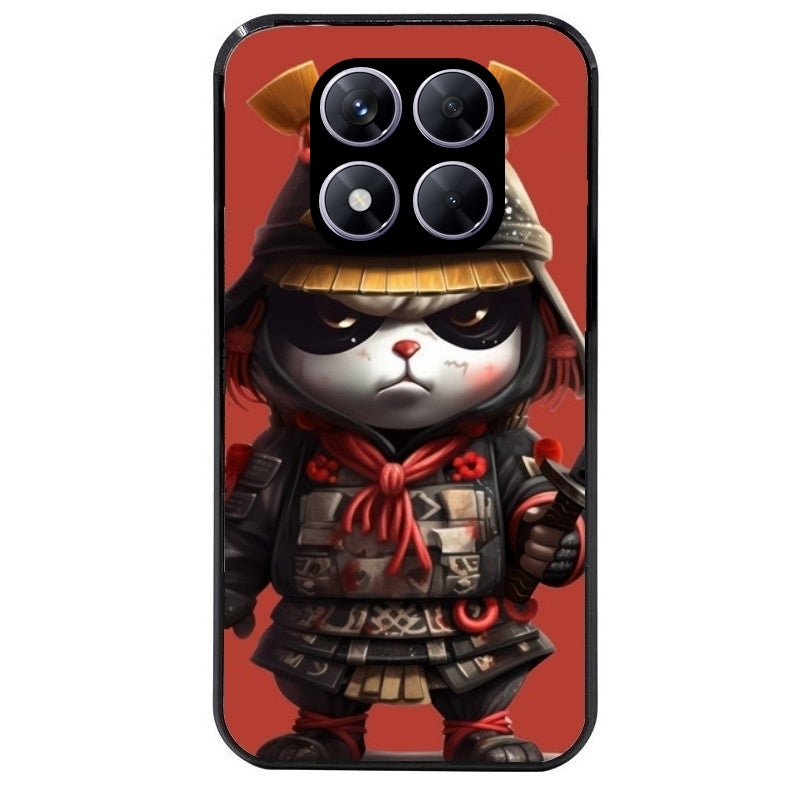 Coque noire taperso pour Redmi Note 14 et PRO PLUS 4G 5G avec motif panda et samourai protection antichoc personnalisée