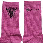 Chaussettes personnalisée paillettes rose motif skull bull