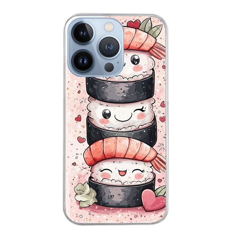 Coque taperso pour Iphone 15 et PRO PLUS PRO MAX avec motif sushi kawai anime protection antichoc personnalisée