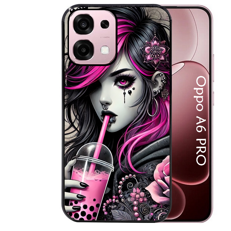 Coque noire taperso pour OPPO A6 PRO 4G et 5G avec motif anime et gothic boba protection antichoc personnalisée