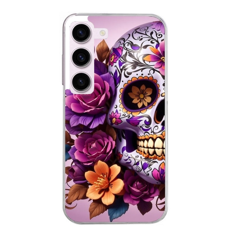 Coque taperso pour Galaxy A13 4G et 5G A23 A53 avec motif tete de mort calavera violette protection antichoc personnalisée