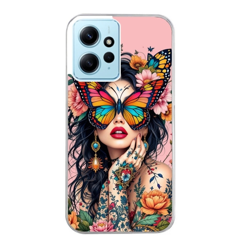 Coque taperso pour POCO X5 5G avec motif femme papillon protection antichoc personnalisée