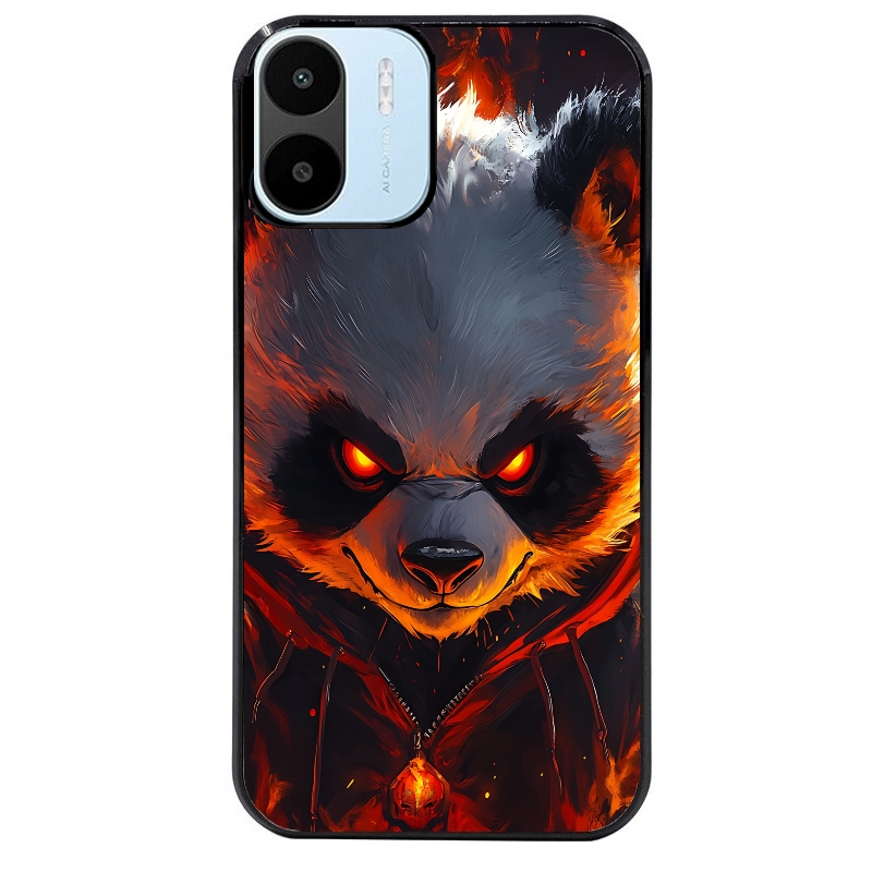 Coque noire taperso pour Redmi A1 et A2 avec motif panda very angry protection antichoc personnalisée
