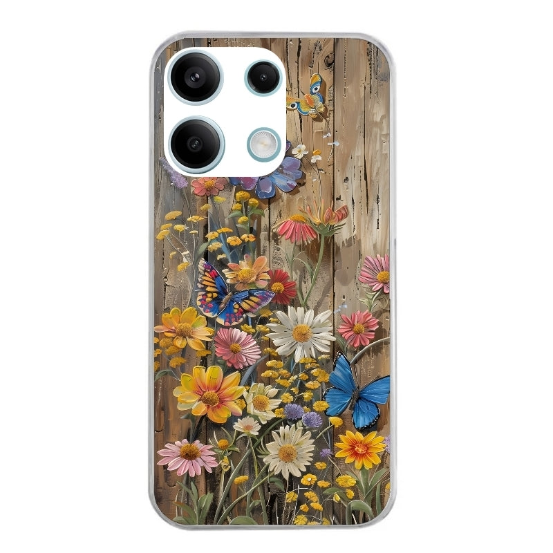 Coque taperso pour POCO X6 5G avec motif bois et papillon 1 protection antichoc personnalisée