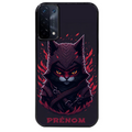 Coque noire taperso pour OPPO A54 et A74 5G avec motif chat samourai personnalise protection antichoc personnalisée