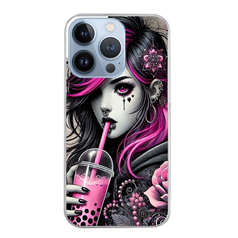 Coque taperso pour Iphone 14 et PRO PLUS PRO MAX avec motif anime et gothic boba protection antichoc personnalisée