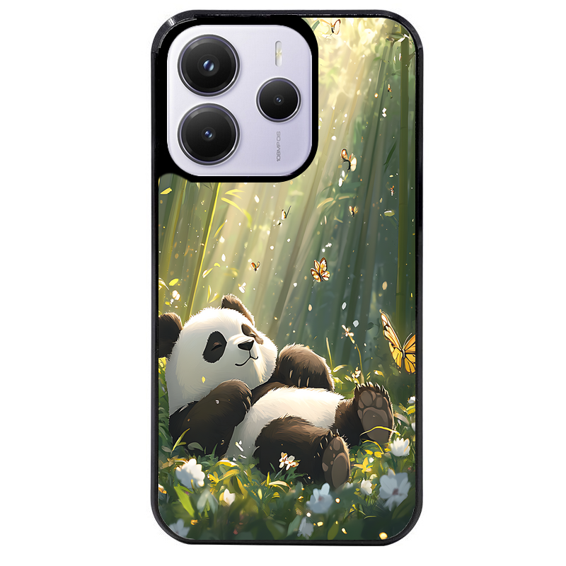 Coque noire taperso pour Redmi Note 14 et PRO PLUS 4G 5G avec motif panda bambou protection antichoc personnalisée
