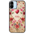 Coque noire taperso pour Redmi A1 et A2 avec motif coeur vintage et initiales personnalisee protection antichoc personnalisée