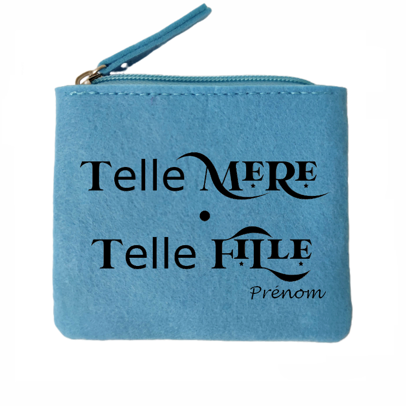 Porte monnaie personnalisé telle mère telle fille en feutrine en feutrine