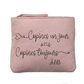 Porte monnaie personnalisé motif copine toujours rose clair en feutrine en feutrine