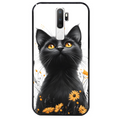 Coque noire taperso pour OPPO A5 A9 2020 avec motif chat eyes protection antichoc personnalisée