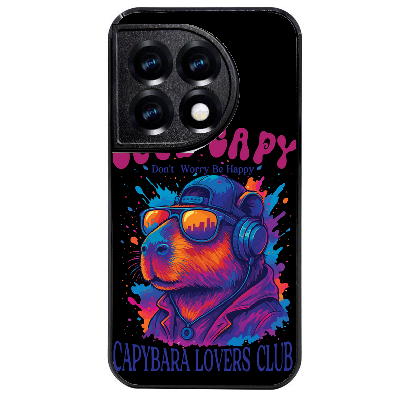 Coque noire taperso pour OnePlus 11 et 12 avec motif capybara club protection antichoc personnalisée