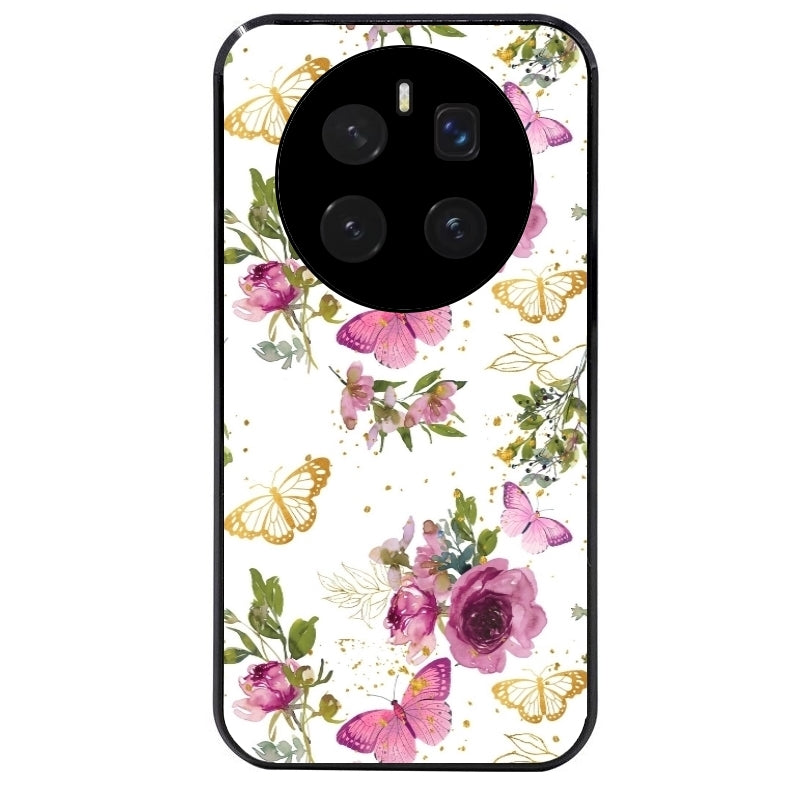 Coque noire taperso pour Magic 7 LITE et PRO avec motif fleur et papillon protection antichoc personnalisée