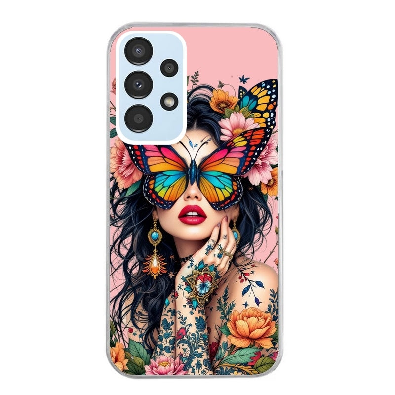 Coque taperso pour Galaxy A13 4G et 5G A23 A53 avec motif femme papillon protection antichoc personnalisée