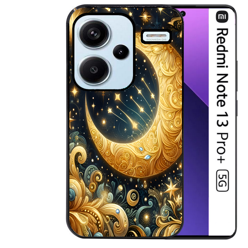 Coque noire taperso pour Redmi Note 13 PRO PLUS 5G avec motif lune et etoile protection antichoc personnalisée