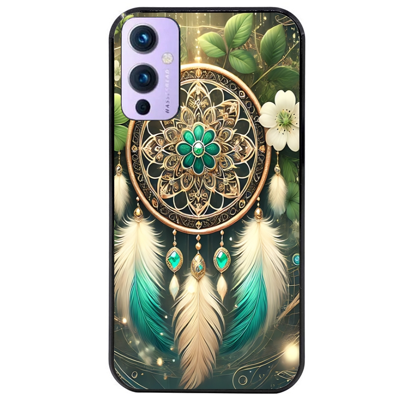 Coque noire taperso pour OnePlus 9 et 9 PRO avec motif dreamcatcher talisman protection antichoc personnalisée