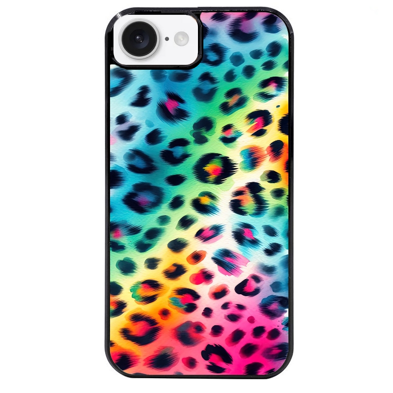 Coque noire taperso pour Iphone 16 16E PLUS MAX PRO avec motif leopard arc protection antichoc personnalisée