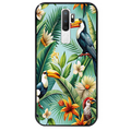 Coque noire taperso pour OPPO A5 A9 2020 avec motif perroquet tropical protection antichoc personnalisée