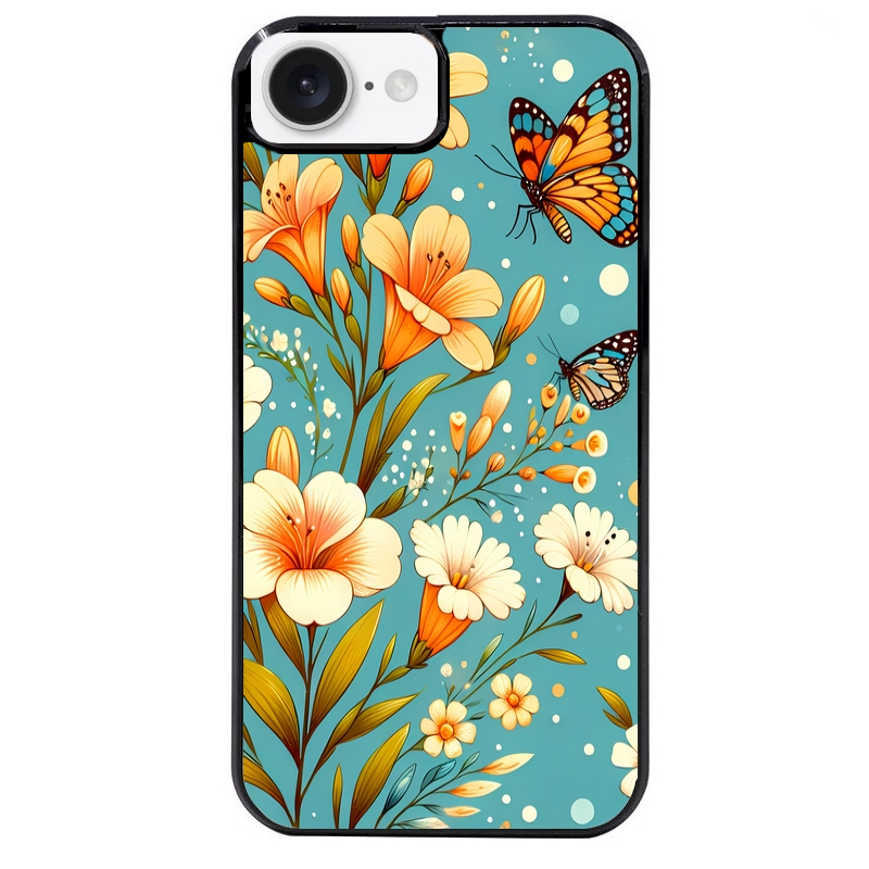 Coque noire taperso pour Iphone 17 17E AIR MAX PRO avec motif fleur orange protection antichoc personnalisée