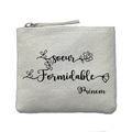 Porte monnaie personnalisé soeur formidable ivoire en feutrine en feutrine ivoire