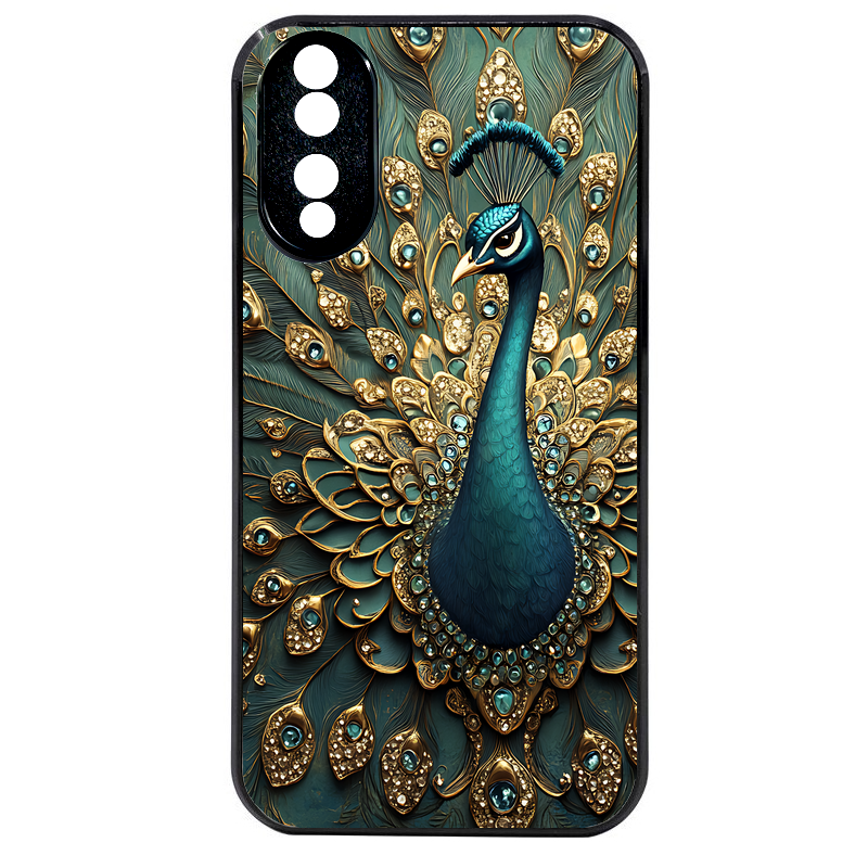 Coque noire taperso pour Honor 70 LITE 90 et LITE avec motif paon bijoux protection antichoc personnalisée