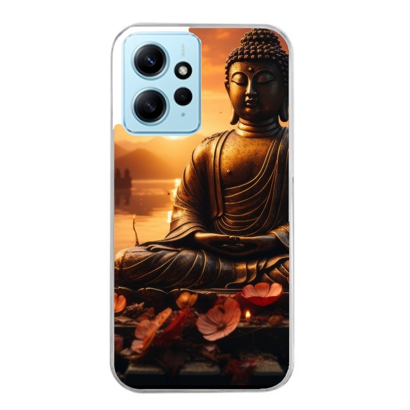 Coque taperso pour POCO X5 5G avec motif bouddha et soleil protection antichoc personnalisée