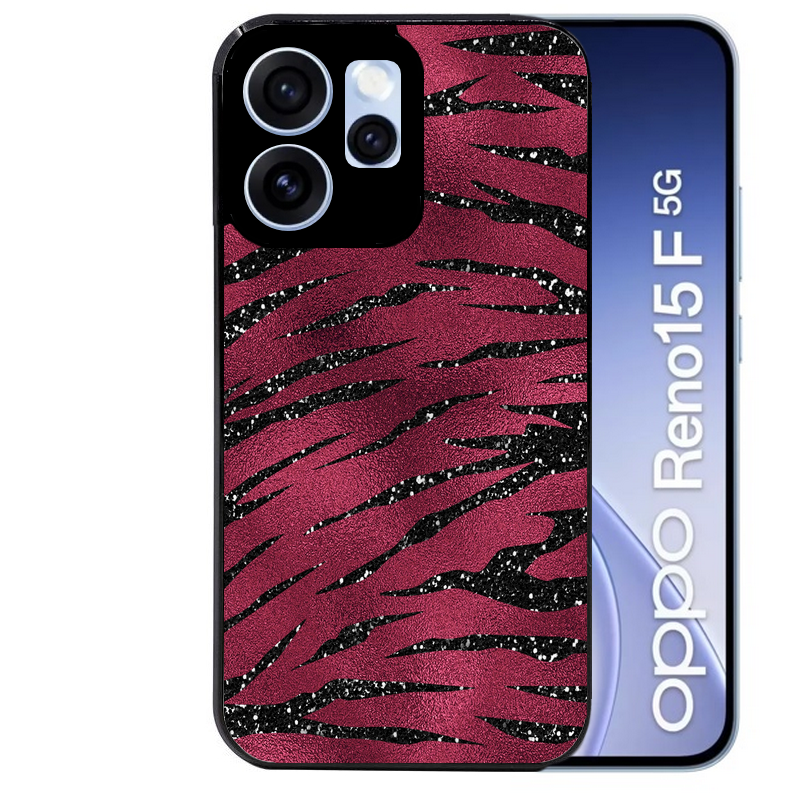 Coque noire taperso pour OPPO Reno 15 et F FS 5G avec motif zebre grenat protection antichoc personnalisée
