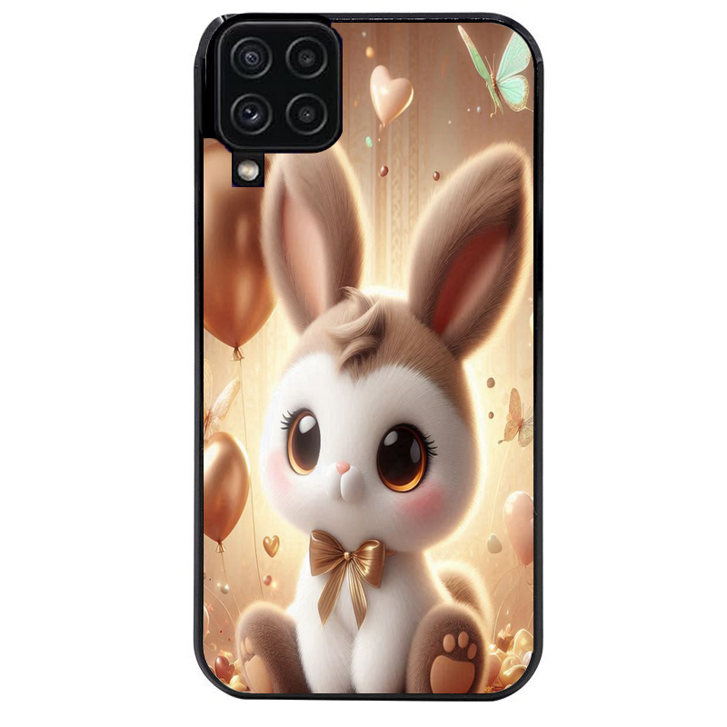 Coque noire taperso pour galaxy A22 A32 A52 A52S 4G 5G  avec motif lapin ballon protection antichoc personnalisée