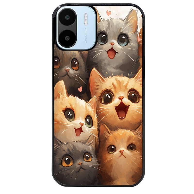 Coque noire taperso pour Redmi A1 et A2 avec motif chat smile protection antichoc personnalisée