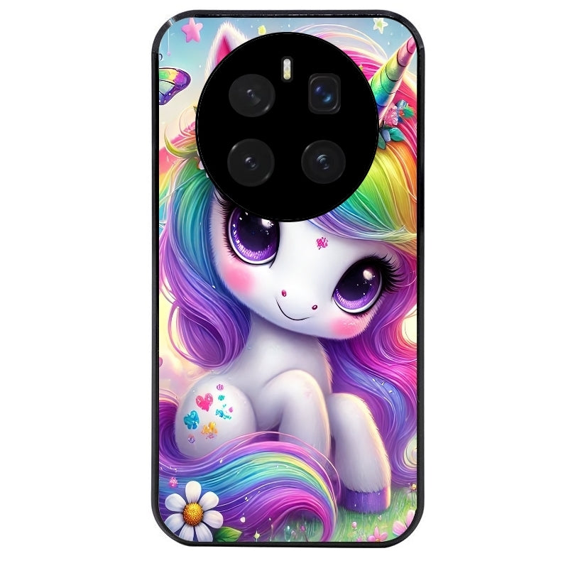 Coque noire taperso pour Magic 7 LITE et PRO avec motif licorne et fleurs protection antichoc personnalisée