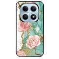 Coque noire taperso pour POCO M8 5G et PRO 5G avec motif marbre fleur turquoise protection antichoc personnalisée