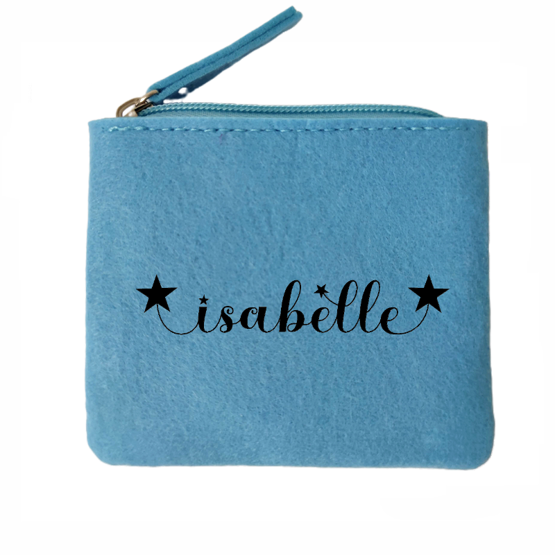 Porte monnaie avec votre prenom étoile en feutrine en feutrine